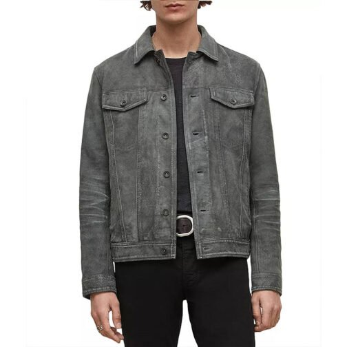 FBI Zeeko Zaki Gray Suede Leather Jacket