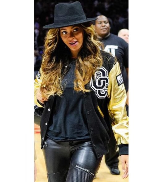 Opening Ceremony Beyonce Letterman Black and Golden Jacket - Image 7