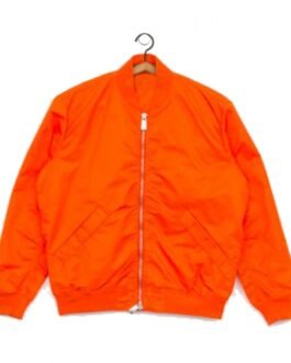 Men’s Bomber Panelled Orange Satin Jacket