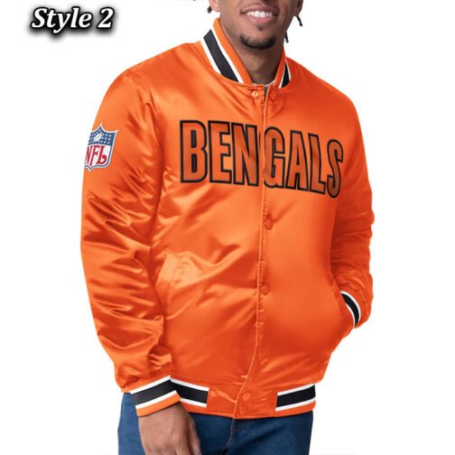 Cincinnati Bengals 49ers Closer Black/Orange Satin Jacket - Image 3