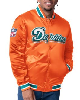 Miami Dolphins Closer Aqua/Orange Satin Jacket