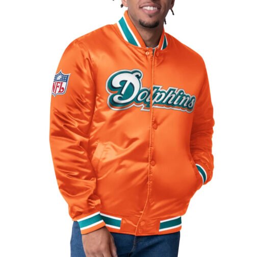 Miami Dolphins Closer Aqua/Orange Satin Jacket