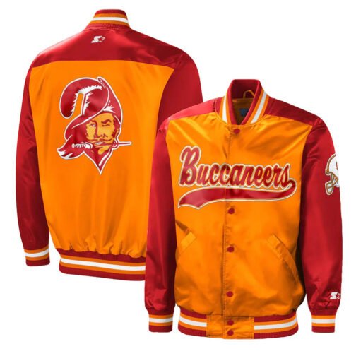 Tradition Tampa Bay Buccaneers Orange/Red Varsity Satin Jacket - Image 3