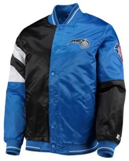 Orlando Magic Varsity Color Block Black and Blue Satin Jacket