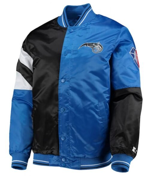 Orlando Magic Varsity Color Block Black and Blue Satin Jacket