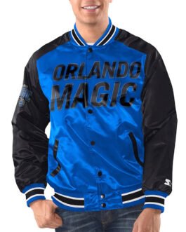 Blue/Black Orlando Magic Renegade Varsity Satin Jacket