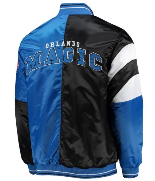 Orlando Magic Varsity Color Block Black and Blue Satin Jacket - Image 2