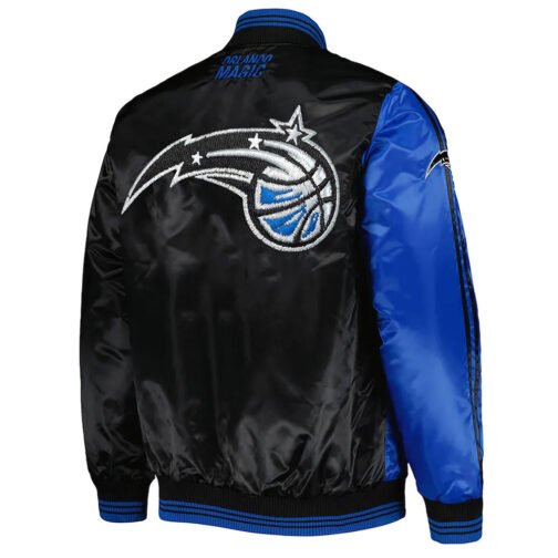Orlando Magic Fast Break Blue and Black Satin Jacket - Image 2