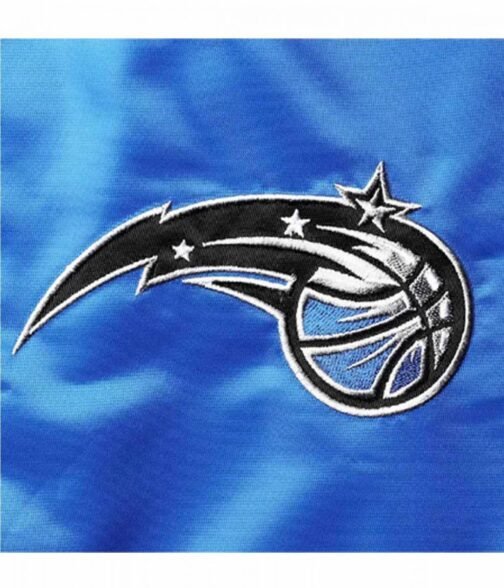 Orlando Magic Varsity Color Block Black and Blue Satin Jacket - Image 4