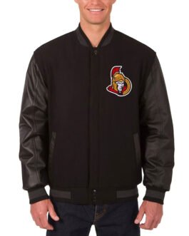 Ottawa Senators Black Wool & Leather Jacket