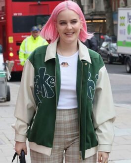 Anne Marie Our Song Letterman Green and White Jacket
