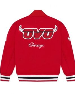 OVO Chicago Bulls Varsity Red Wool Jacket