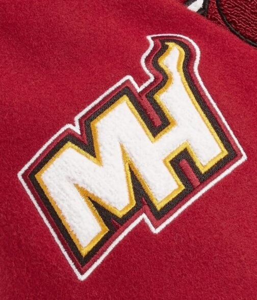 OVO Miami Heat Varsity Wool Burgundy Jacket - Image 9