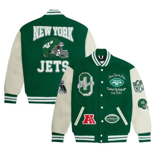OVO NY Jets Green Varsity Jacket - Image 3