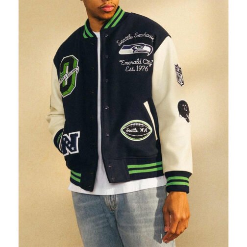 OVO Seattle Seahawks Varsity Jacket - Image 3
