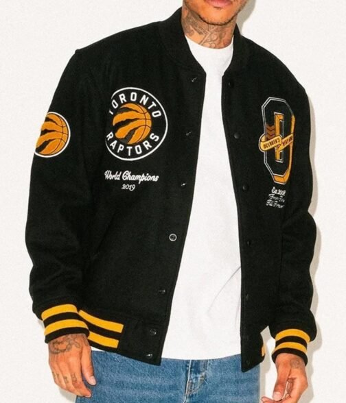 OVO Toronto Raptors Varsity Black Wool Jacket - Image 3