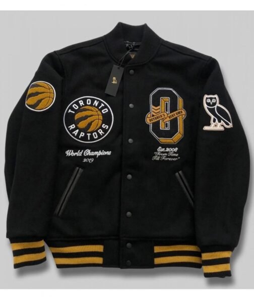 OVO Toronto Raptors Varsity Black Wool Jacket - Image 5
