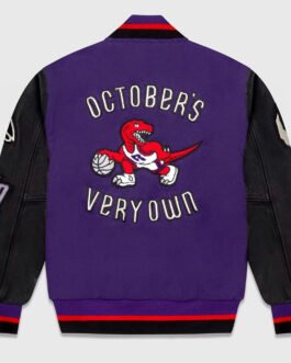OVO Toronto Raptors Black and Purple Varsity Jacket
