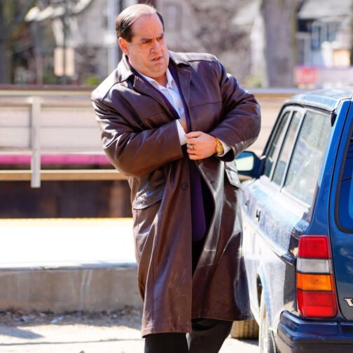 The Penguin Oz Cobb Brown Leather Coat - Image 9