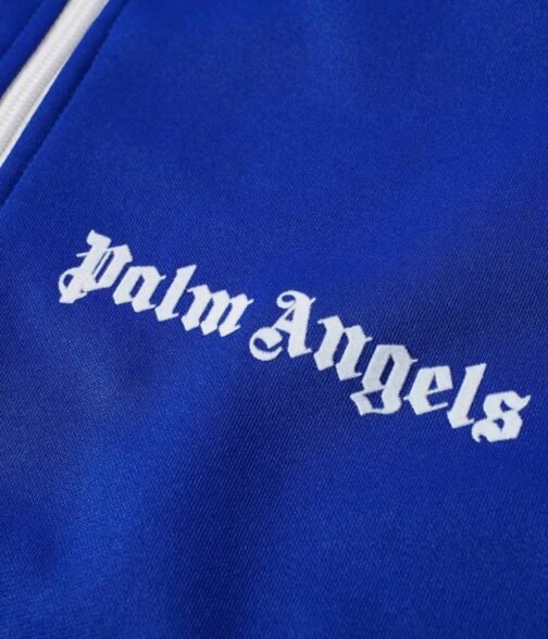 Palm Angels Track Taped Zip Up Blue Jacket - Image 9