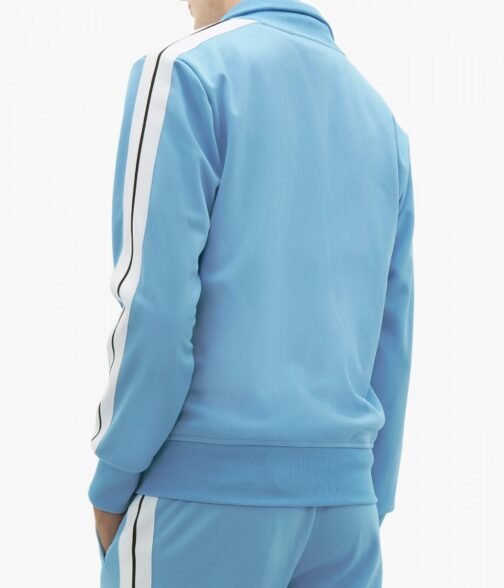 Palm Angels Track Taped Zip Up Blue Jacket - Image 4