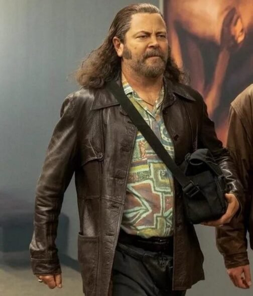 Pam & Tommy Nick Offerman Brown Coat - Image 2