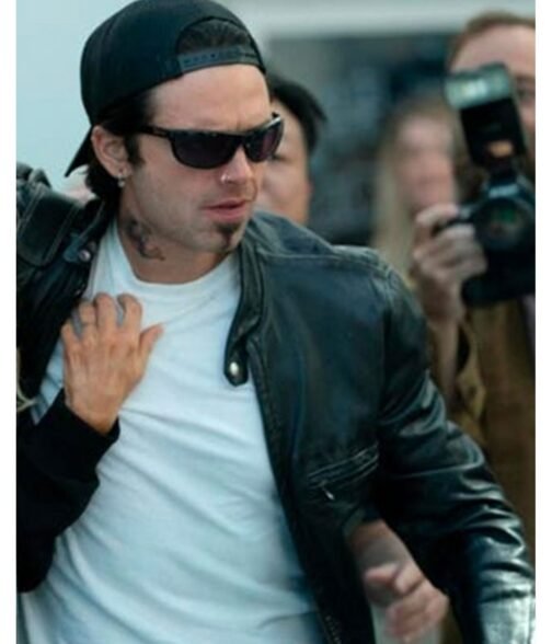 Pam and Tommy Sebastian Stan Black Leather Jacket - Image 4