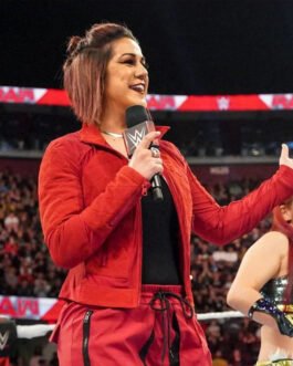 Bayley WWE Suede Quilted Red Jacket