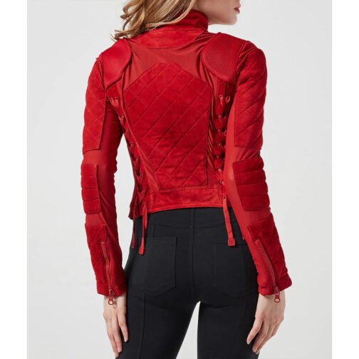 Bayley WWE Suede Quilted Red Jacket - Image 3