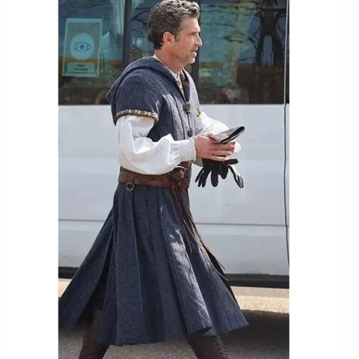 Patrick Dempsey Disenchanted Gray Hooded Coat - Image 5