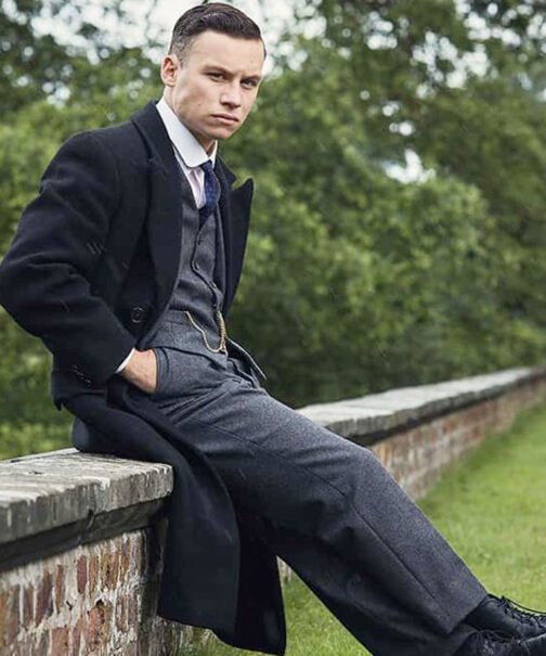 Peaky Blinders Michael Gray Black Wool Coat - Image 5