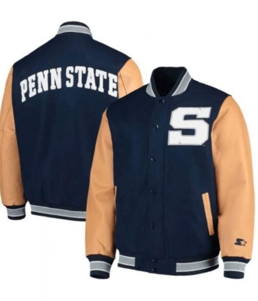 Nittany Lions Penn State Navy Blue Letterman Jacket - Image 4