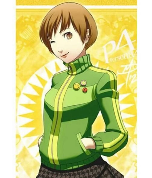 Chie Satonaka Persona 4 Golden Green Leather Jacket - Image 2