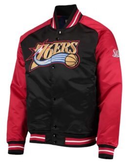 Philadelphia 76ers Hardwood Classics Reload 3.0 Black/Red Satin Jacket