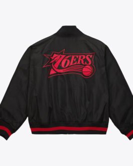 Black Philadelphia 76ers Satin Full-Zip Jacket