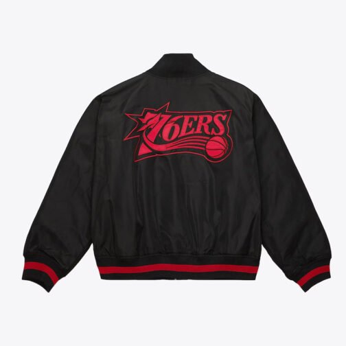 Black Philadelphia 76ers Satin Full-Zip Jacket - Image 2