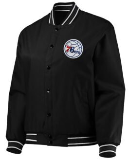 Philadelphia 76ers Poly Twill Black Jacket