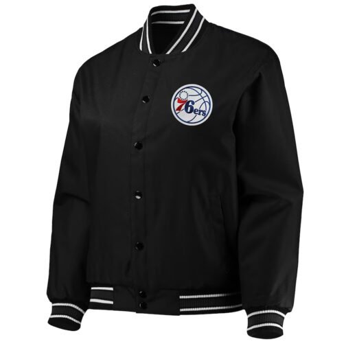 Philadelphia 76ers Poly Twill Black Jacket