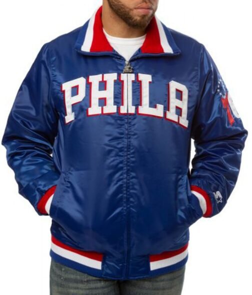 76ers Philadelphia Bomber Blue Jacket