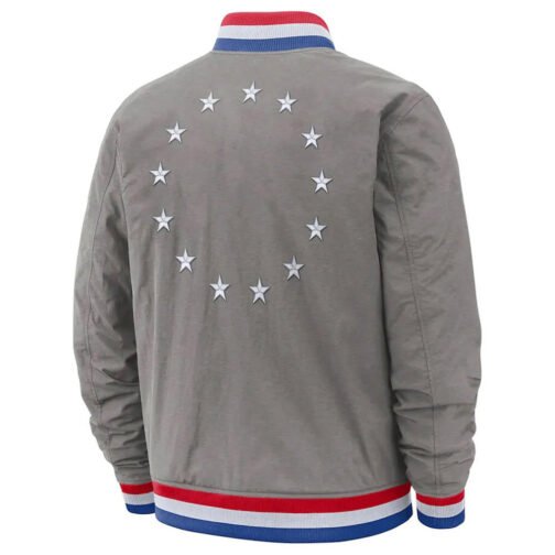 Philadelphia 76ers City Edition Courtside Gray Bomber Jacket - Image 2