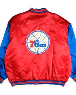 Philadelphia 76ers Classics Red and Blue Satin Jacket