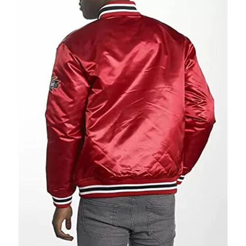 Philadelphia 76ers College Red Satin Jacket - Image 2