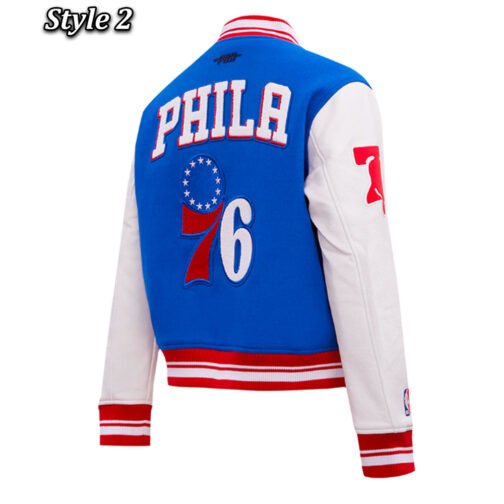 Philadelphia 76ers Cream Retro Classic Varsity Jacket - Image 10