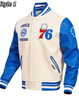 Philadelphia 76ers Cream Retro Classic Varsity Jacket