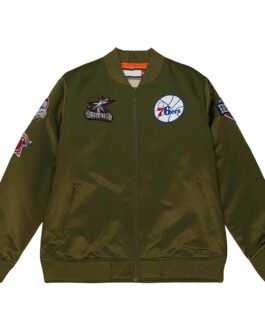 Philadelphia 76ers Flight Green Satin Jacket