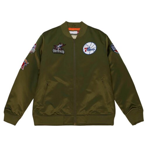 Philadelphia 76ers Flight Green Satin Jacket