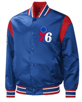 Royal Philadelphia 76ers Force Play Satin Jacket