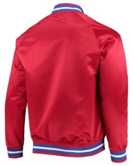 Hardwood Classics Philadelphia 76ers Red Full-Snap Satin Jacket