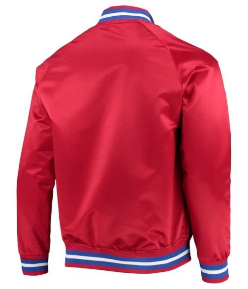 Hardwood Classics Philadelphia 76ers Red Full-Snap Satin Jacket - Image 2