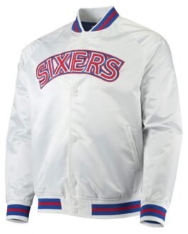 Hardwood Classics Philadelphia 76ers White Full-Snap Raglan Jacket